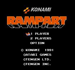 Rampart title screen for NES